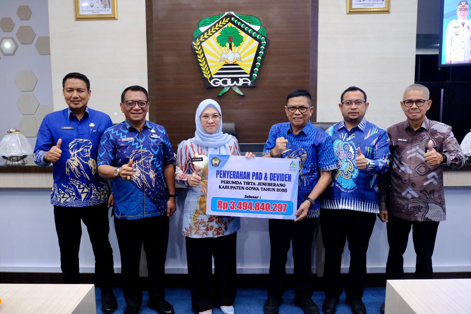 Setor Dividen Rp3,49 Miliar, Bupati Gowa Minta Perumda AM Tirta Jeneberang Tingkatkan Pelayanan ke Masyarakat